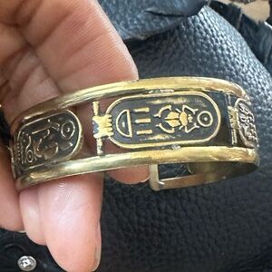 New Brass Egyptian hieroglyphic Style Cuff Bracelet handmade unisex